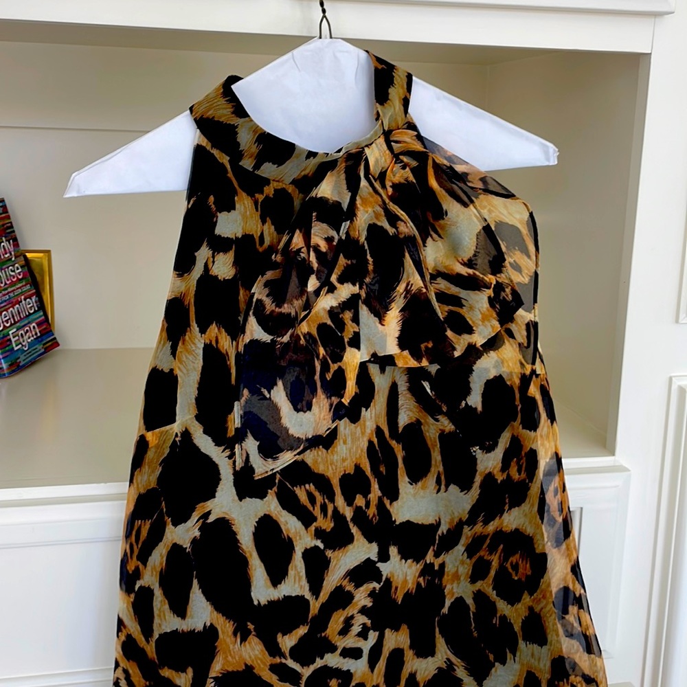 Milly brand size 0 leopard shirt with bow—lined